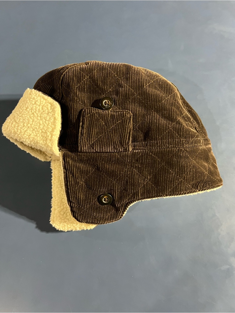 Janie and Jack Baby Brown Corduroy Aviator Trapper Hat with Sherpa Lining 6-8 mo
